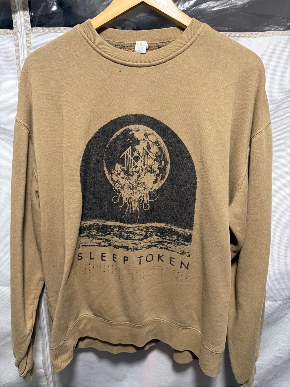 REI Brown Crewneck Sweatshirt with Black Graphic Moon Print
